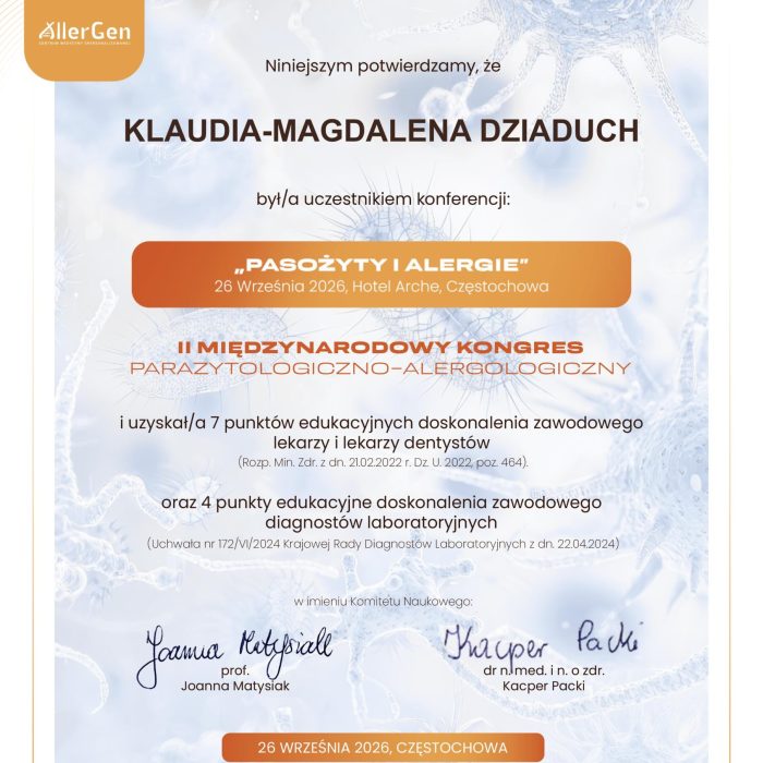 Certyfikat - KLAUDIA-MAGDALENA DZIADUCH