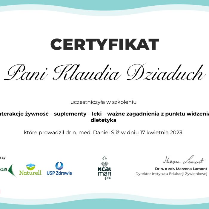 Certyfikat - Diet Empire Med